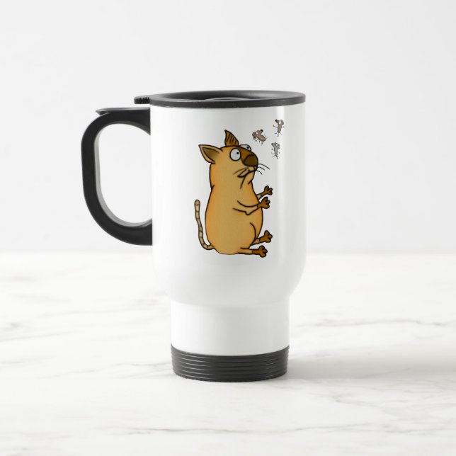 Juggling Cat Travel Mug (Left)