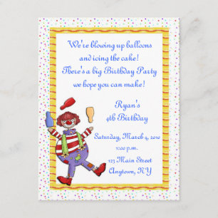 Juggling Clown Birthday Invitation