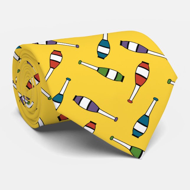 Juggling Club Toss Yellow Neck Tie (Rolled)