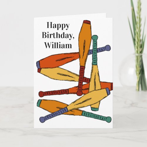 Juggling Clubs Custom Message Personalized Card