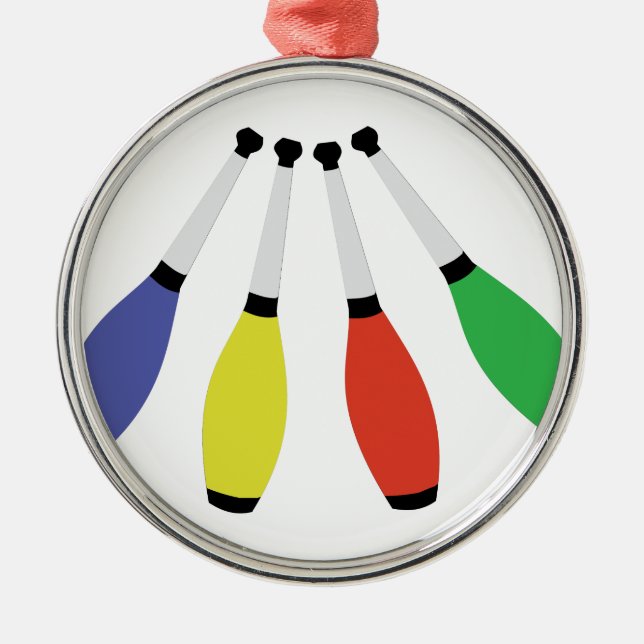 Juggling Clubs Metal Ornament (Front)