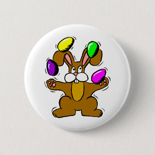Juggling Easter Bunny Button