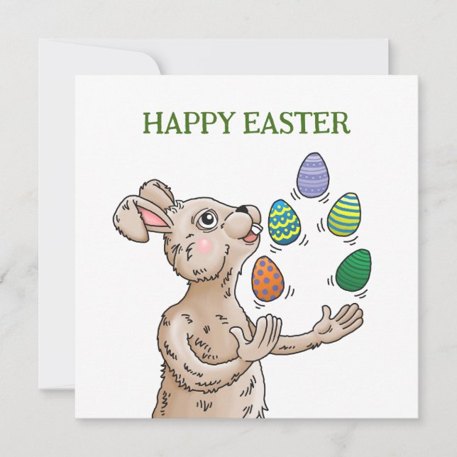Juggling Easter Bunny Easter Card (Front)