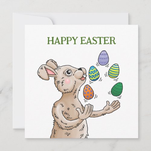 Juggling Easter Bunny Easter Card