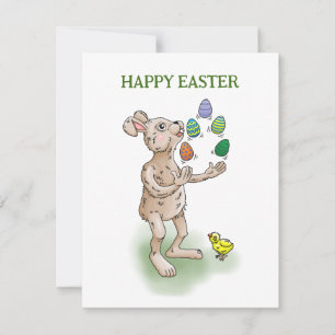 Juggling Easter Bunny Holiday Card