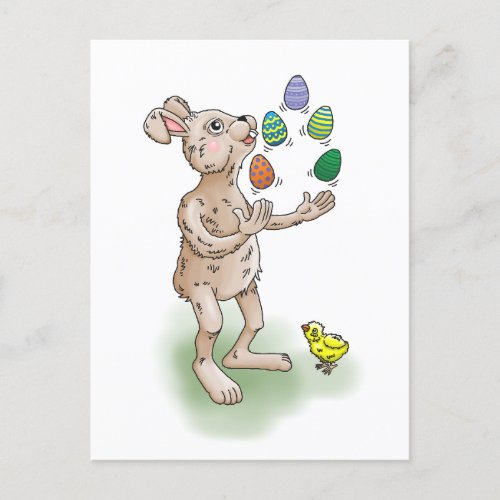 Juggling Easter Bunny Holiday Postcard