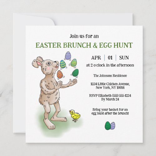 Juggling Easter Bunny Invitation