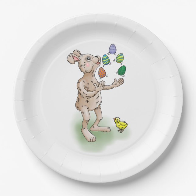 Juggling Easter Bunny Paper Plates (Front)