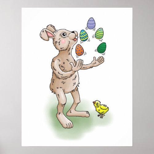 Juggling Easter Bunny Poster
