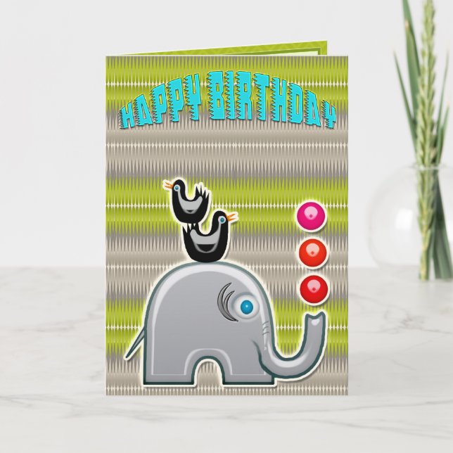 Juggling Elephant (Boy's Birthday Card) Card (Front)