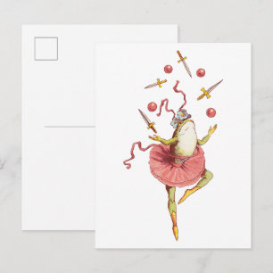 Juggling frog postcard