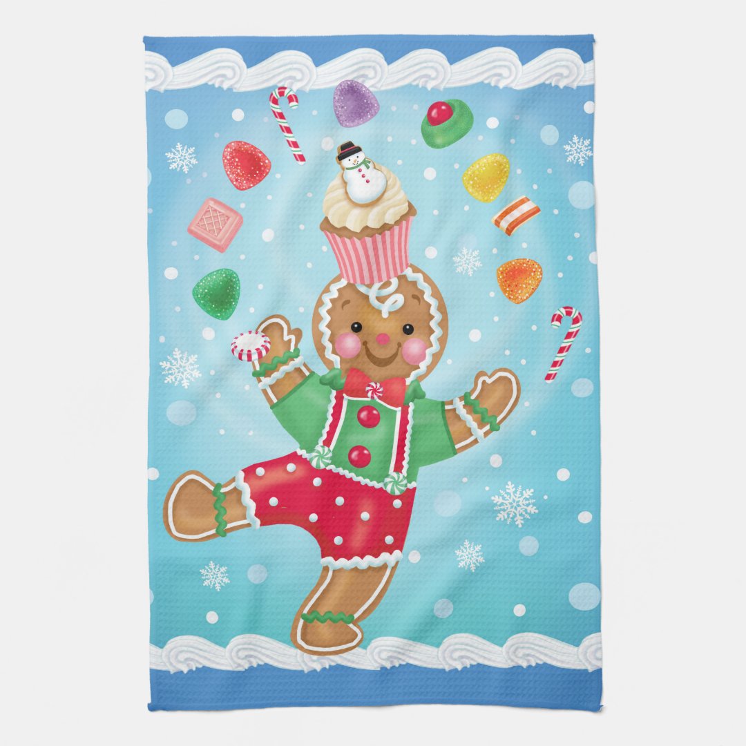 Juggling Gingerbread Man Kitchen Towel Zazzle