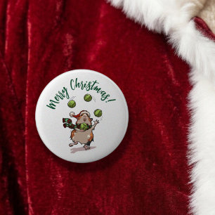 Juggling Guinea Pig Custom Text Merry Christmas! Button