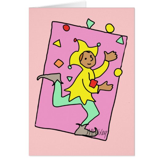 Juggling Jester Cartoon Cute Child Illustration (Front)