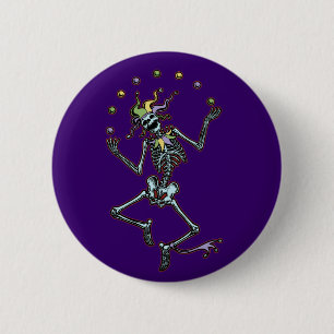 Juggling Jester Skeleton Button