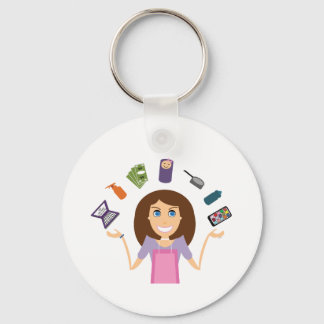 Juggling Mom (Brunette) Keychain
