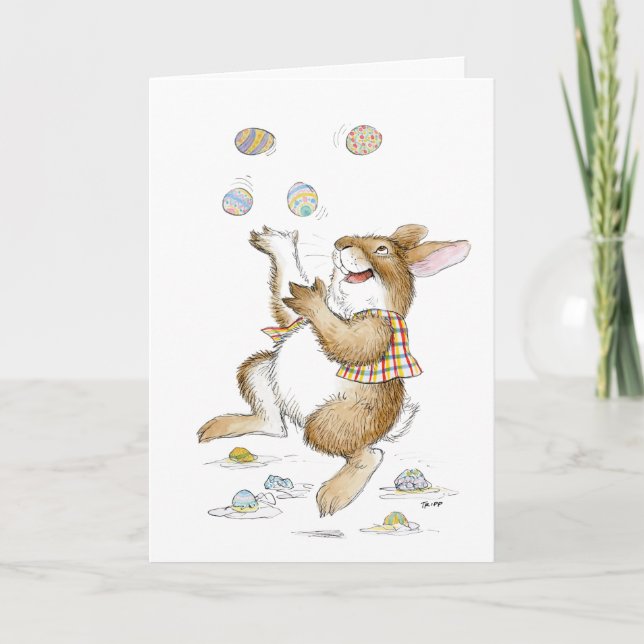 Juggling Rabbit Easter Card (Front)