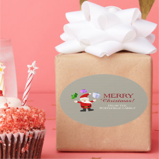 Juggling Santa Claus Oval Sticker