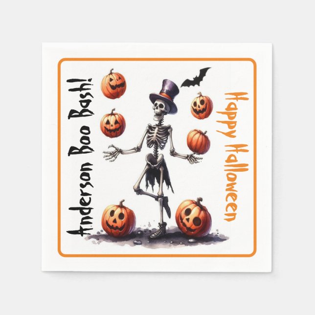 Juggling Skeleton Halloween Napkins (Front)