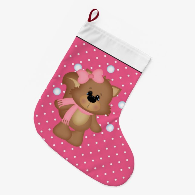 Juggling Snowballs Squirrel Christmas stocking (Front (Hanging))