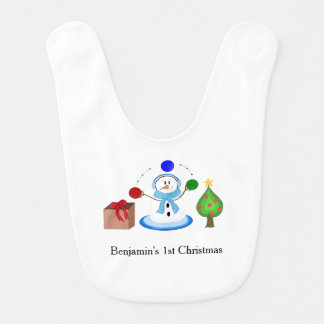 Juggling Snowman Baby's First Christmas Bib