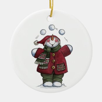 Juggling Snowman Christmas Ceramic Ornament by ZazzleHolidays at Zazzle