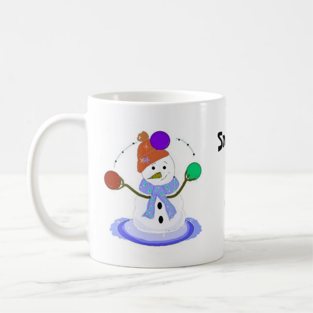 Juggling Snowman Coffee Mug (Left)