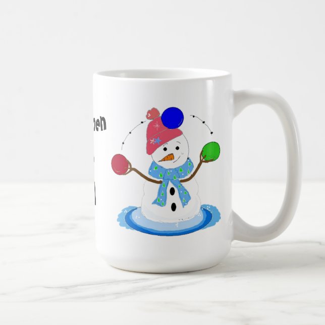 Juggling Snowman Coffee Mug (Right)