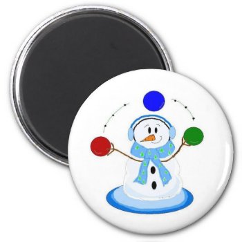 Juggling Snowman Magnet by seashell2 at Zazzle