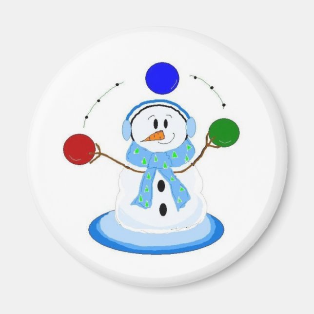 Juggling Snowman Magnet (Front)