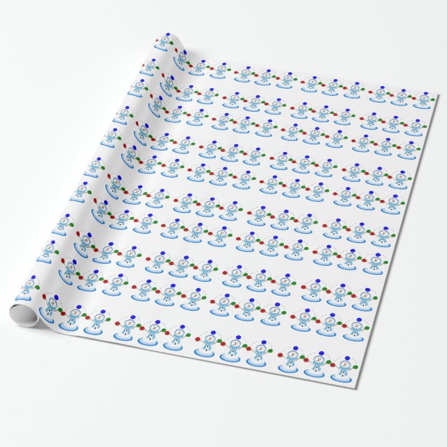 Juggling Snowmen Wrapping Paper (Unrolled)