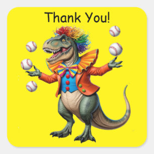 Juggling T-rex in clown outfit Square Sticker