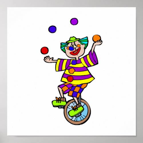 Juggling Unicycle Clown Poster