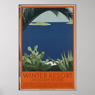 Jugoslav Riviera Vintage Travel Poster Ad Retro