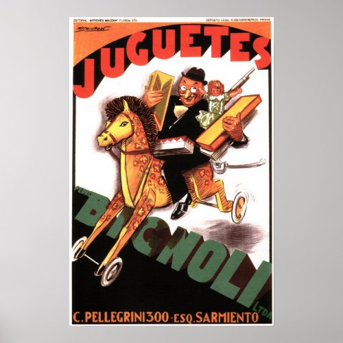 JUGUETES BIGNOLI Italian Toy Store Achille Mauzan Poster
