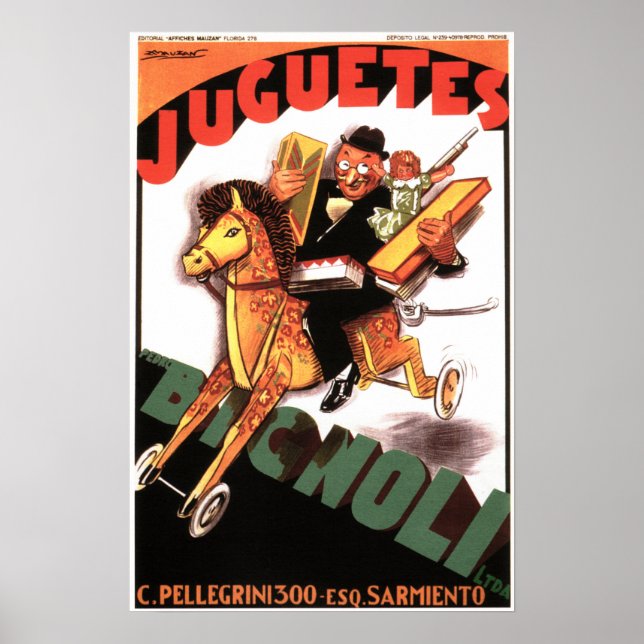 JUGUETES BIGNOLI Italian Toy Store Achille Mauzan Poster (Front)