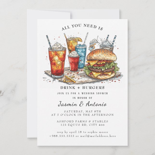 Juice and Burgers  Invitation (Front)