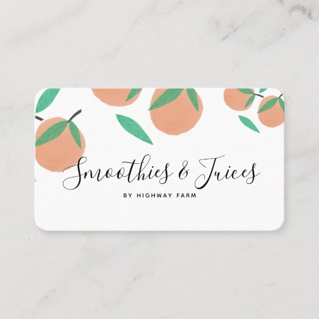 Juice Bar Hand Drawn Oranges Botanical Citrus Business Card (Front)