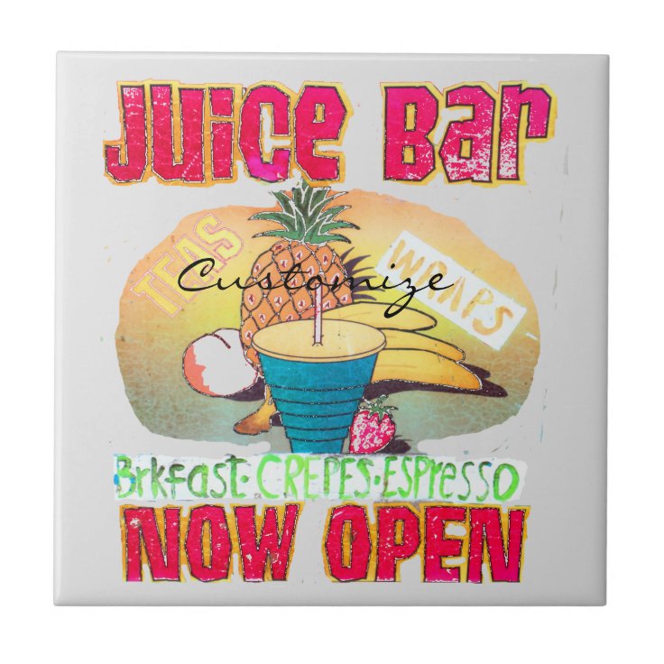 Juice Bar Sign Thunder_Cove Ceramic Tile Zazzle