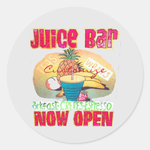 Juice Bar Sign Thunder_Cove Classic Round Sticker