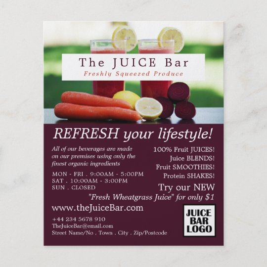 Juice Blend, Juice Bar Advertising Flyer | Zazzle.com