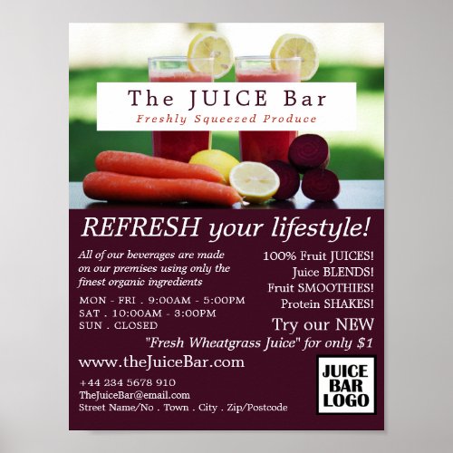 Juice Blend Juice Bar Advertising Poster