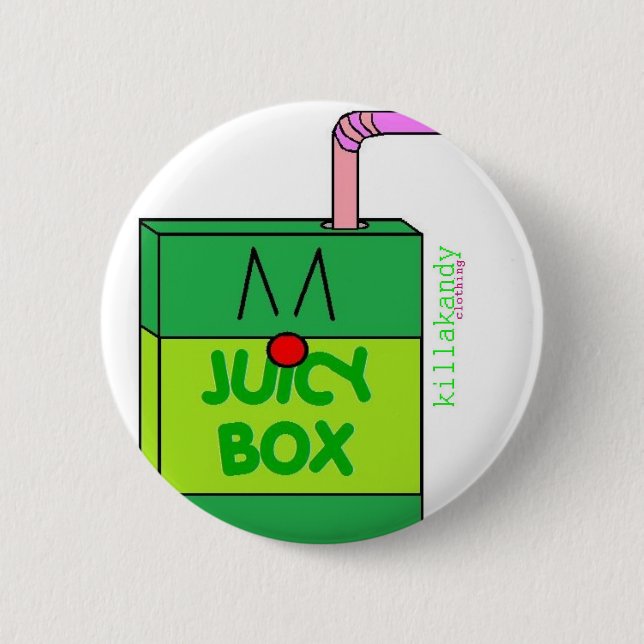 Juice Box Badge Green :) Button (Front)