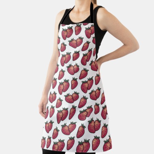 Juice Fruit Summer Red Strawberry Pattern Apron