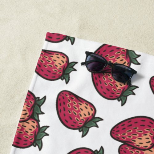 Juice Fruit Summer Red Strawberry Pattern Beach Towel