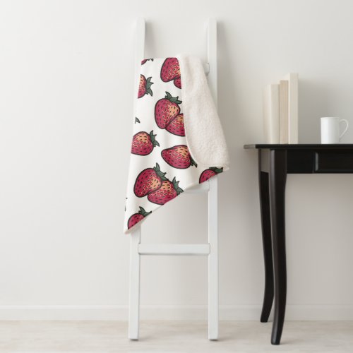 Juice Fruit Summer Red Strawberry Pattern Sherpa Blanket