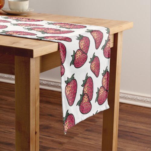 Juice Fruit Summer Red Strawberry Pattern Short Table Runner