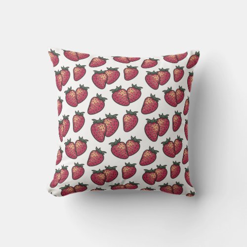 Juice Fruit Summer Red Strawberry Pattern Throw Pillow