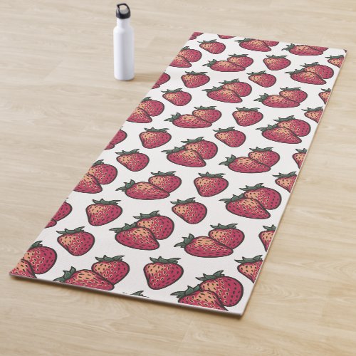 Juice Fruit Summer Red Strawberry Pattern Yoga Mat