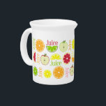 Juice Pitcher - Apple Orange Lemon Lime Grapefruit<br><div class="desc">A pitcher featuring illustrations of slices of apples,  grapefruit,  lemons,  lime,  and oranges and "juice" in various colors.</div>